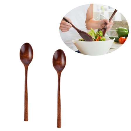 (2 stk.) Tresleiver for matlaging, ekstra langt håndtak, stor tresleiv for matlaging, servering, blanding, kjøkkenredskaper