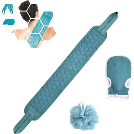 Rygskrubber Sæt (3 stk), Eksfolierende Badebørste & Body Wash Svamp - Brusebad Massageværktøjer til Dyb Rengøring & Hudfornyelse