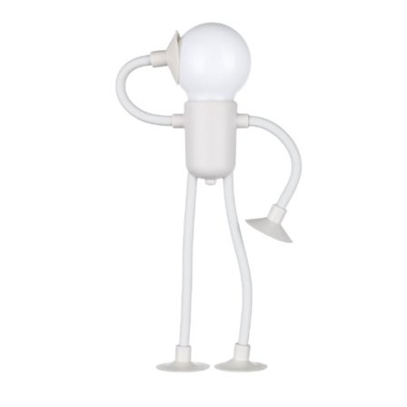 Söt Glödlampa Man Barnlampa - Föränderlig Form Glödlampa Man med Sugkopp, Knappbatteri Bordlampa, Kreativ Gåva Rolig och Kul