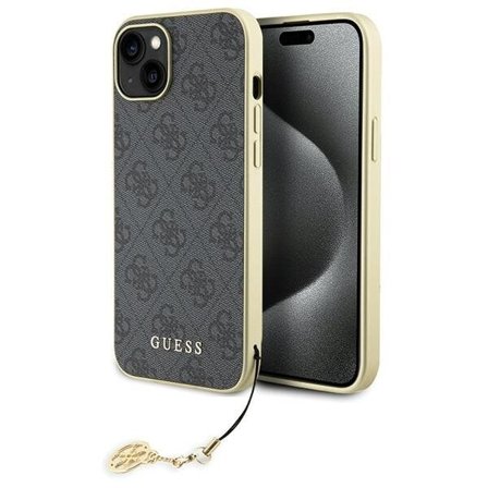 Guess 4G Charms Collection -kotelo iPhone 15 Plussalle - harmaa
