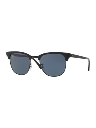 Ray Ban Unisex Sunglasses with a frame made of metal in black and lenses made of glass in blue