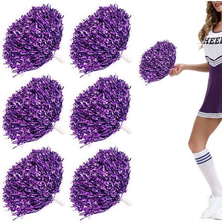 Sommarrea 24-pack Pom Poms Cheerleading Metallisk Folie Cheer Pom Poms med Plasthandtag för Cheerleading Squad Laganda Sport Lila