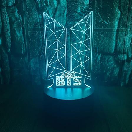 Kpop BTS Bangtan Boys 3D LED Optinen Illuusio Koristep yt lamppu 16 V ri Kaukos din Akryyli Visuaalinen Y valo P si inen Joulu