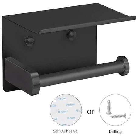 Toiletpapirholder med hylde i rustfrit stål – Vægmonteret_TF_TF