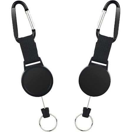 2 justerbara nyckelband med nyckelbricka, utdragbar nyckelrulle, nyckeljojo, nyckelkedja med 73 cm / 28 tum ståltrådskabel - Svart Hy{TL}