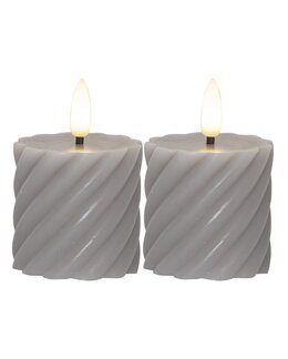 LED-Bloklys Swirl 2-pak Grå