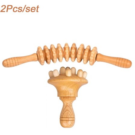 Massasjepinne i tre Guasha-pinne Tre-rullemassasje Treterapiverktøy Maderoterapi-sett for lindring av muskelsmerter i fascia Kroppsforming