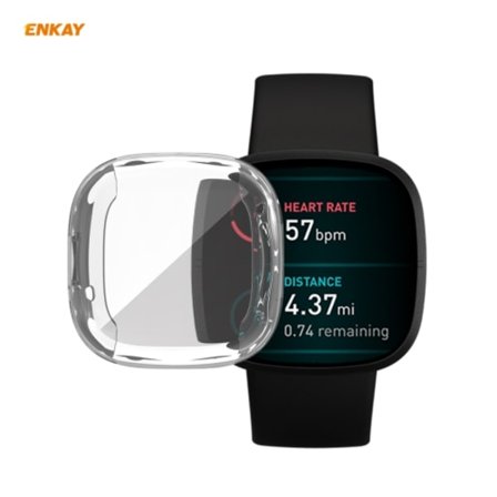 För Fitbit Versa 3 / Fitbit Sense Hat-Prince ENK-AC8208 Fulltäckande Transparent TPU Mjukt case