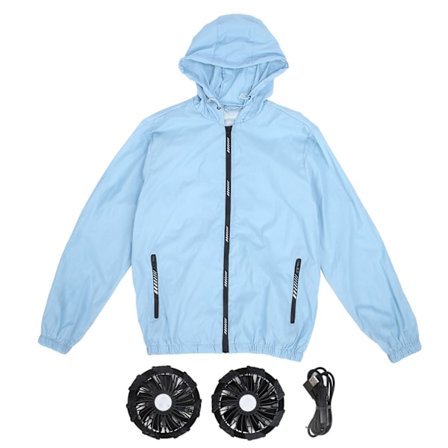 Kølejakke med 2 vifter, 3 hastighedsjusterbare klimatiserede tøj til mænd og kvinder i varmt vejr