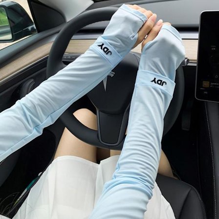 Ice Sleeve Herre- og Dame Sommer Maskering Ermer Utendørs Ridning UV Beskyttelse Arm Løs Pustende Bokstav Is Silke Ermer