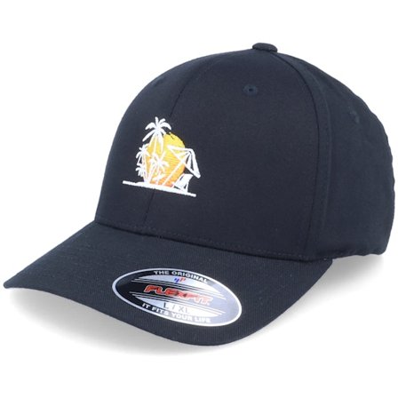 Iconic - Black - flexfit - Cap - Silhouette Beach Logo Black Flexfit - Hatstore