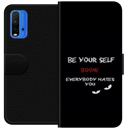 Yhteensopiva Lompakkokotelo Xiaomi Redmi Note 9 4G Tumma minimalistinen tekstillustraatio ironisella viestillä ja uhkaavan silmien mustalla kontrasti