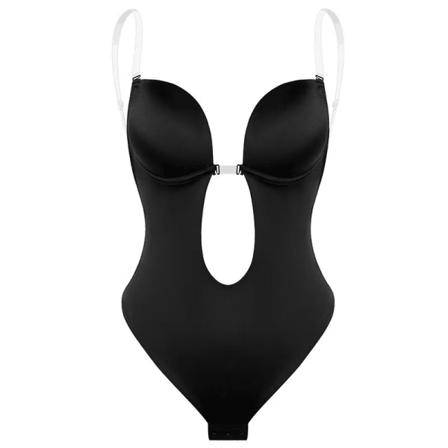 Kvinners Ryggløse Formerende Bodysuit Shapewear BH Kroppformer Deep V-Hals Klar Stropp Magekontroll Undertøy Sømløse Bodysuits for Lav Ryggkjole, M
