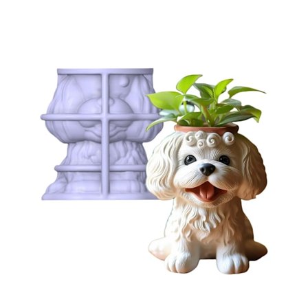 Flexibel Hund Planter Silikonform För Betong Gips Harts Gjutning DIY Skapelse