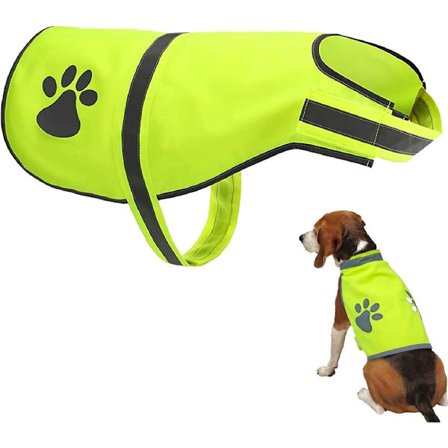 Heijastava koiran turvaliivi, vihreä, koko M, 40–50 cm, lemmikin turvatakki näkyvyyteen, suojaa auto- ja metsästysonnettomuuksilta