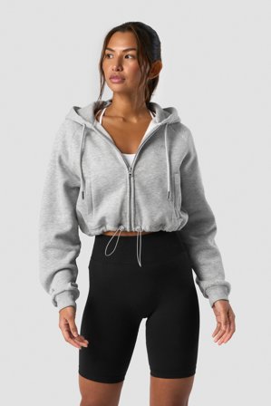 ICANIWILL - Everyday Cropped Zip Hoodie Wmn Light Grey Melange - Dam - Träningskläder från ICIW