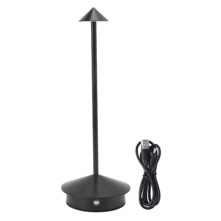 Sladdlös bordslampa Strykjärn Uppladdningsbar nattduksbordslampa 3 färgtemperaturer Justerbar bordslampa för hemmets sovsal kontor Svart