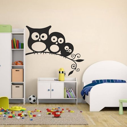 Familj av ugglor vinyl vägg klistermärke