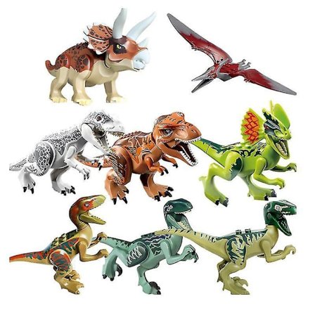 8pcschildren's Toy Dinosaur Building Block Jurassic Dinosaur Assembled Educational Toy