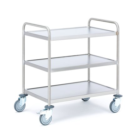 Servierwagen CONVOY mit 3 Böden, 800 x 520 x 900 mm, Edelstahl
