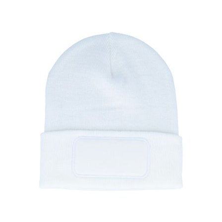Beechfield - Vit cuff Beanie - White Original Patch Beanie Cuff @ Hatstore
