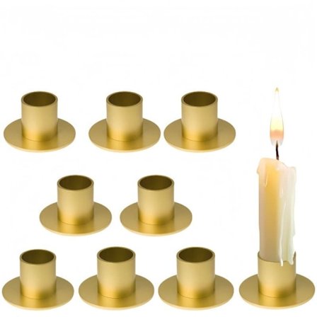 4/6/8/12/16-pakning Matt Gull Lysestake Metall Lysestake for Bryllup Fest Jul Bord Soverom