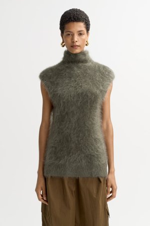 Soft Goat - Brushed turtleneck singlet - Kashmirtröja dam - M - Olive