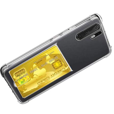 Huawei P30 Pro - Silikonskal med Kortfack Transparent/Genomskinlig