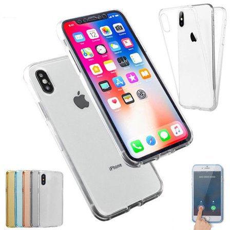 Kaksisuuntainen silikonikotelo kosketustoiminnolla iPhone XS Max -puhelimeen