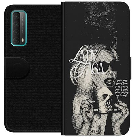 Yhteensopiva Lompakkokotelo Huawei P smart 2021 Lady Gaga mustavalkoinen retrojuliste aurinkolaseilla ja pop-taide-estetiikalla