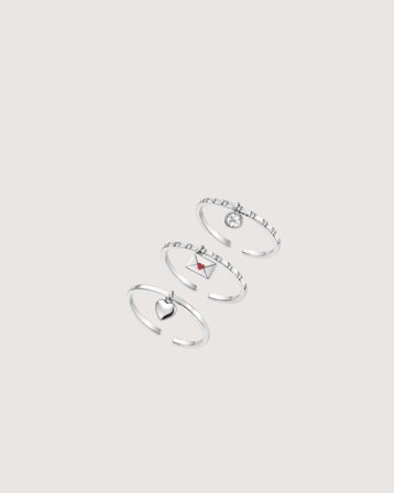 IOAKU LOVE LETTER 3-PACK RING Silverfärgad Smycken Tjej - Kids Brand Store