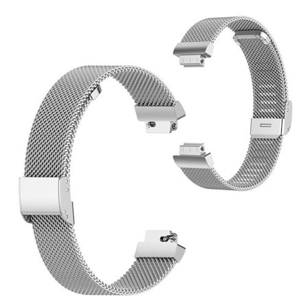Fitbit Ace 2 / Inspire HR milanese stainless steel watch band - Silver / Size: L