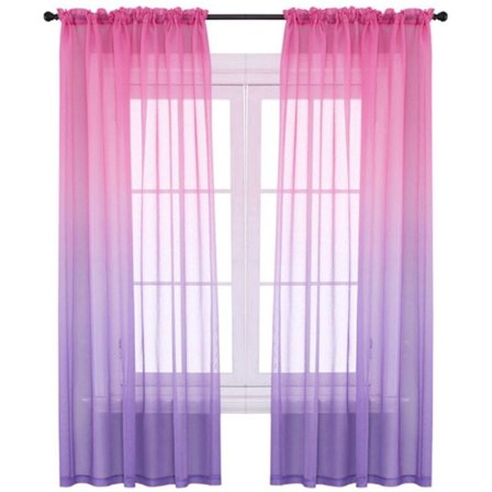 2 Panel Set Sovrumsgardiner 52X84 Tum Längd Genomskinliga Gardiner Lila Nyans Gardiner Stånggardiner för Sovrum