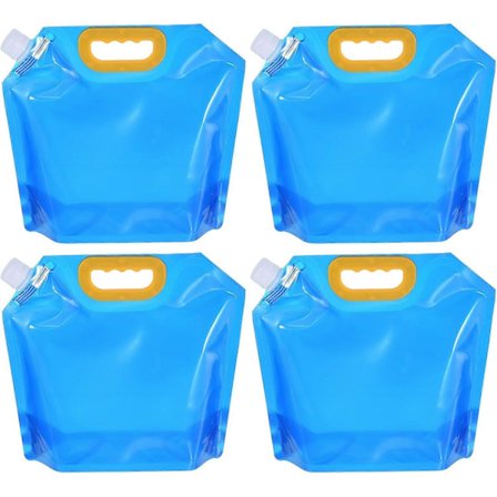 0,66 Gallon Sammenklappelig Vandbeholderpose, 4-pak Plastik Opbevaringskande Foldbar Vandpose til Camping, Vandring, Nødopbevaring af Vand, Klar
