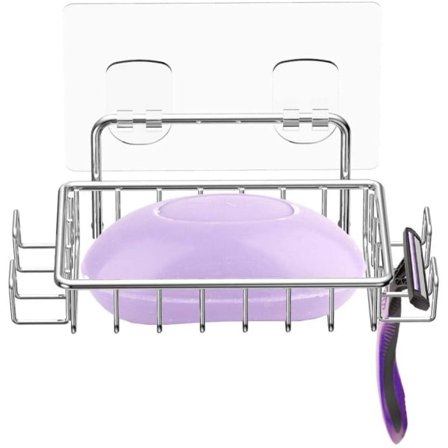 1:a tvålkopp för duschvägg, med 4 krokar, rostfritt stål Sti