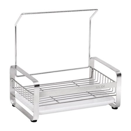 Diskho-svamp hållare självhäftande rostfritt stål kök diskho svamp förvaring och bänkskiva arrangör för diskborste diskhandduk handduk-silver