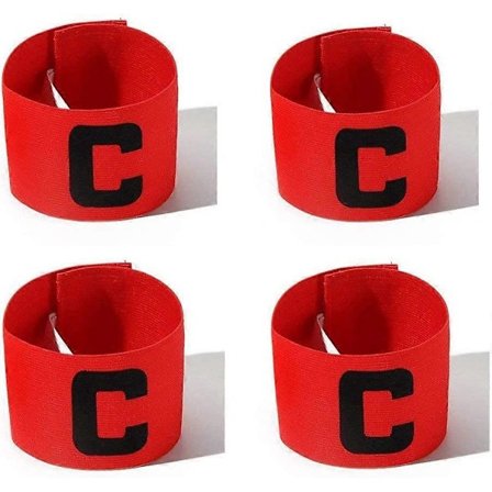 4-pack Fotbollsspelare Sport Flexibel Rörelse Justerbart Armbindel för Lagkapten för Barn och Tonåringar Röd