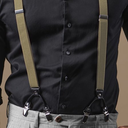 Slim Khaki Clip-On Braces for Men - Clip-on braces & suspenders
