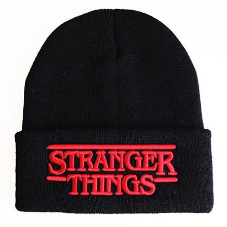 Stranger Things: Alfabet Broderet Strikket Hue, Strikket Beanie, Strikket Beanie, Hætte Beanie Sort 3D justerbar