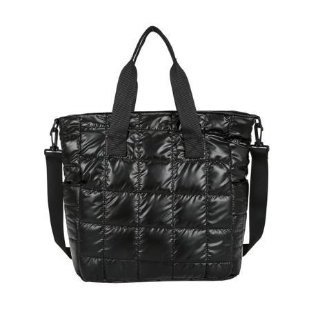 Mode Padderet Skuldertaske Quiltet Satchel Tasker Retro Ensfarvet Håndtaske Sort