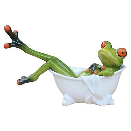Badekar Badende Frosk Håndverk Skrivebordspynt Kreativ Resin Statue Figurer