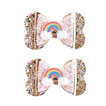 Glitter Guld Sløjfer Hårklemme Til Piger, Sommerfugl Regnbue Hårspænder Til Baby Pige Småbørn, Hårtilbehør Fødselsdagsfestartikler