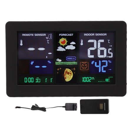 Trådløs Innendørs Utendørs Værklokke med LED-skjerm Termometer 100-240V EU-plugg