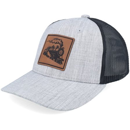 Kiddo Cap - Grå trucker Kasket - Kids Train Engraved Box Patch Heather Grey/Black Trucker @ Hatstore