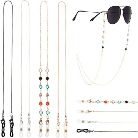 4-pak brillekæde solbrillekæde halskæde pandebånd brillekæde snor brillerem løkker skridsikker til kvinder piger sport