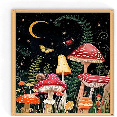 Stämplade korsstygnskit Mushroom Needlepoint Butterfly