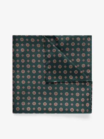 John Henric Men's Dark Green Pocket Square Paisley Size Onesize