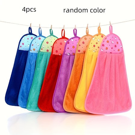 4 stk. Små Håndklær, milde og absorberende, egnet for å tørke hender, henge til rask tørking, allsidig rengjøringsklut for husholdningen, essensielt 