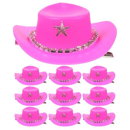 10 st Mini Hatt Hårklämma Mode Glittrande Strass Cowboy Hatt Hårklämma Hårprydnad