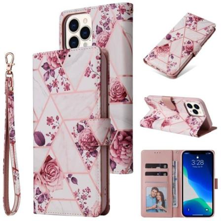 Iphone 14 Pro Max Trendigt Plånboksfodral Sparkle 4-fack Rosa